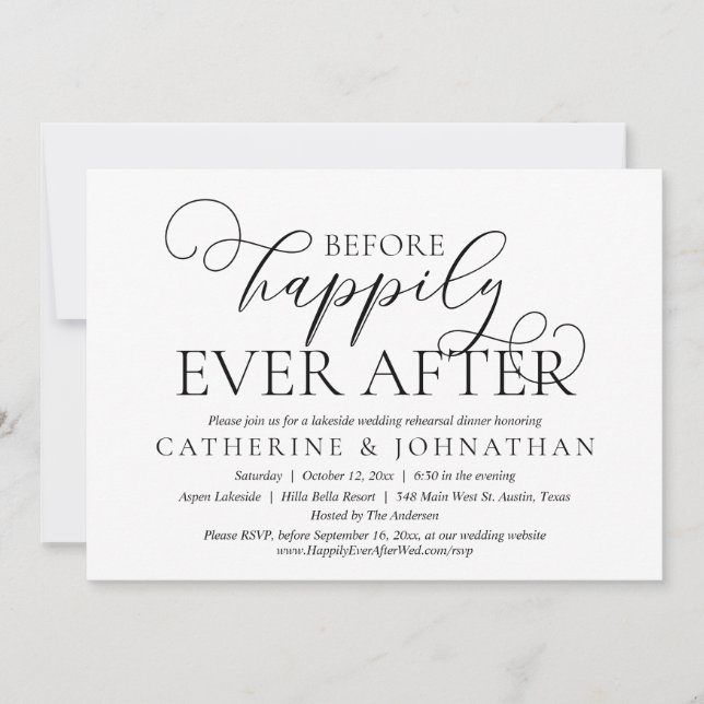 Convites Antes De Feliz Após O Janto De Ensaio De Casamento (Frente)