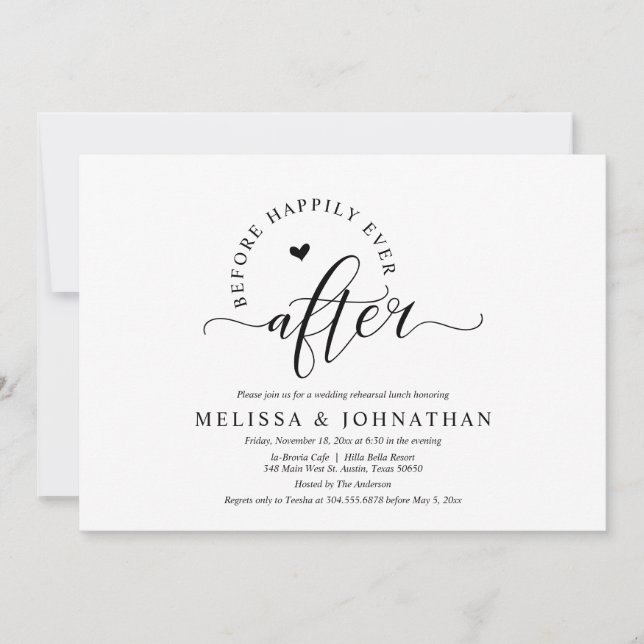 Convites Antes De Feliz Após O Janto De Ensaio De Casamento (Frente)