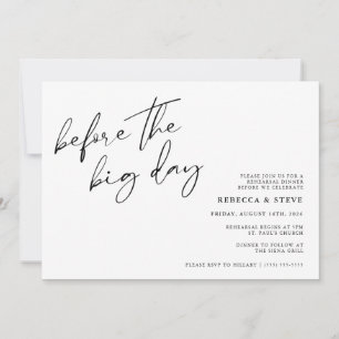 Convites Antes do grande Janta de ensaio de casamento