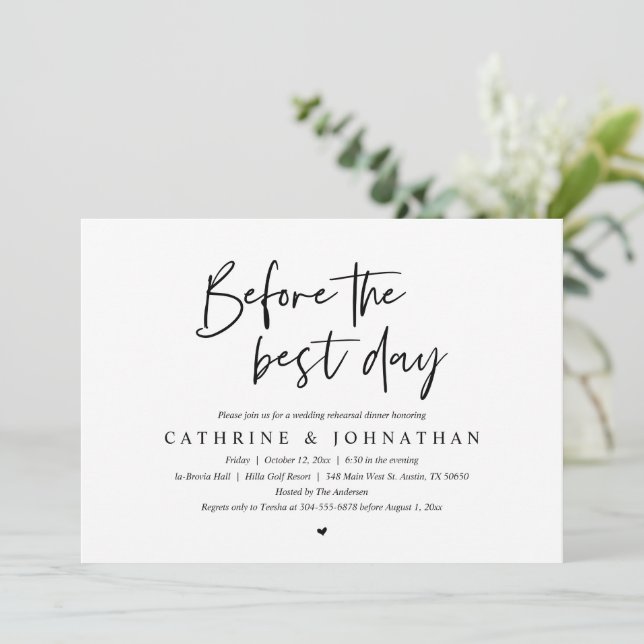 Convites Antes Do Melhor Dia, Janta De Ensaio De Casamento (Em pé/Frente)