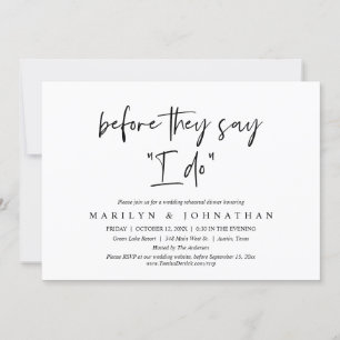 Convites Antes Que Digam "Eu Faço", Janto De Ensaio De Casa