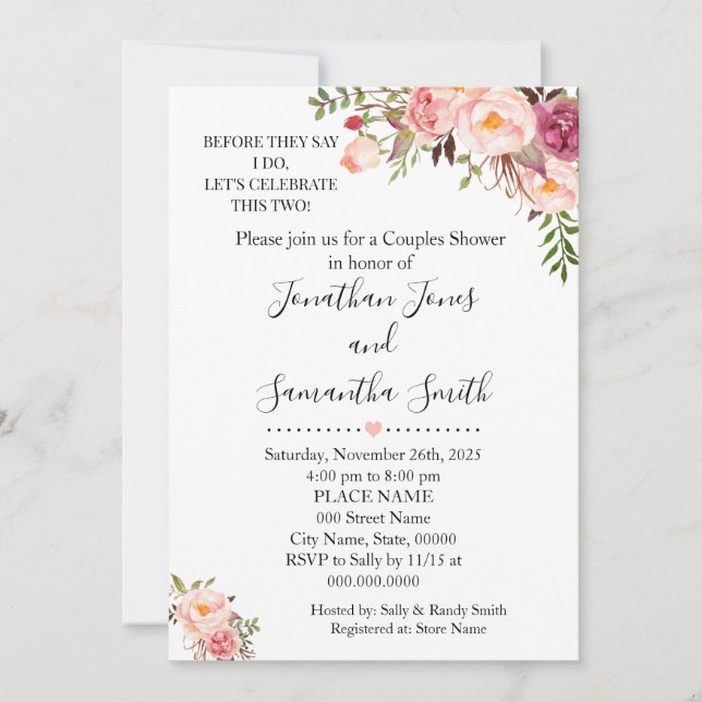 Convites Antes que digam que eu faço casais chá casamento r (Frente)