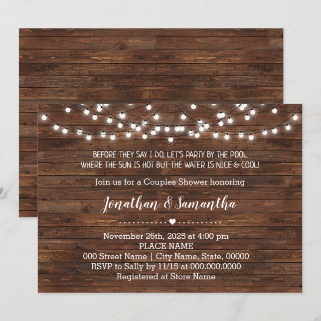 Convites Antes que eu faça a festa pelo casamento da Piscin (Frente/Verso)