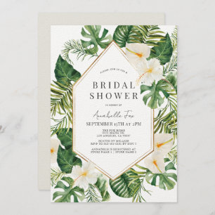 Convites Anthurium Branco e Hibiscus Chá de panela Floral