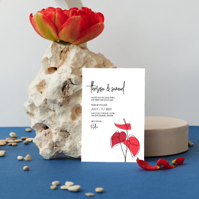 Convites Anthurium ・ Desenho Floral ・ Moderno Casual (Criador carregado)