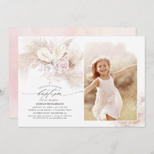 Convites Anthurium Pampas Grass Floral Baptism Foto