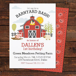 Convites Antiga Festa de aniversário do Barnyard da Fazenda