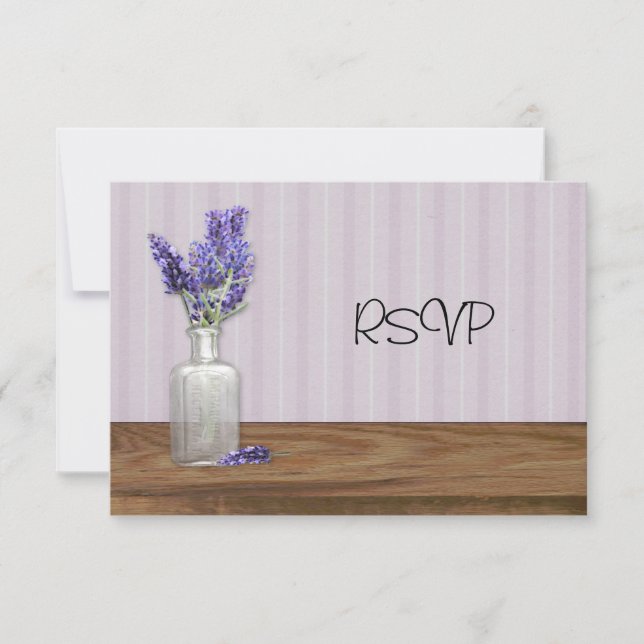 Convites Antiga Garrafa de Casamento de Lavanda RSVP (Frente)