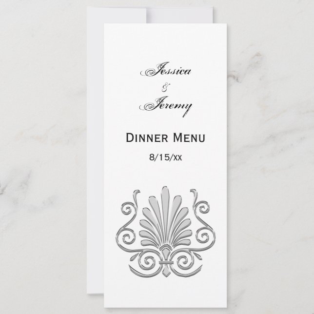 Convites Antiga Pluma de Prata Art Déco Arabesco (Frente)