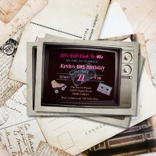 Convites Antigo aniversário da Televisão do Tema 90