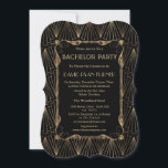 Convites Antigo Excelente Dourado de Hollywood Gatsby Bache<br><div class="desc">Dourado Excelente Negro Gatsby Bachelor Party. Glam, design de cartão Vintage com um Excelente Gatsby art deco style, uma velha Hollywood de Roaring, de 1920, com capa de folha de ouro falsa e fontes lindas. Use a ferramenta Personalizar para adicionar suas informações. Para mais, visite, por favor, minha antiga Coleção...</div>