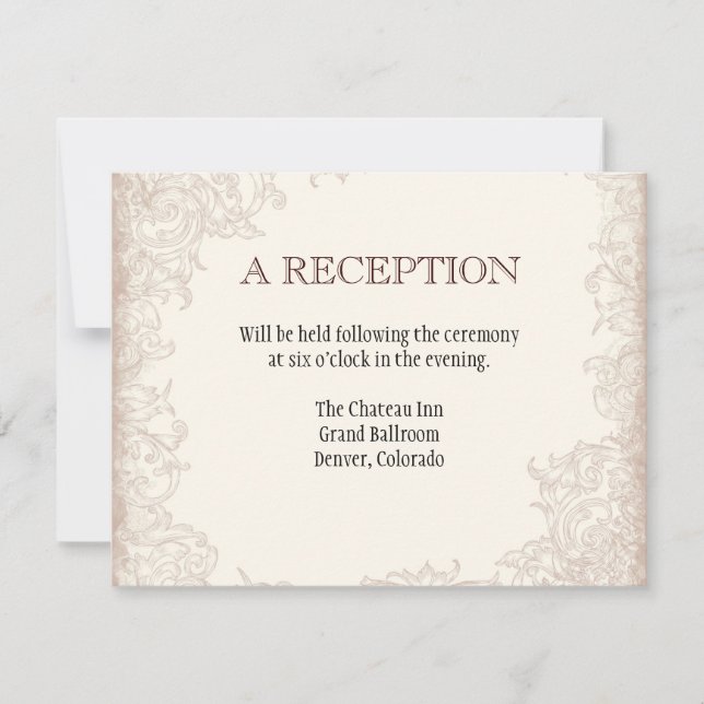 Convites Antigo Floral Inglês Rosa Redemoinho Casamento (Frente)