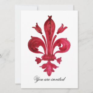 Convites ANTIGO MONOGRAMA DE Gema Damasco FLEUR DE LIS VERM