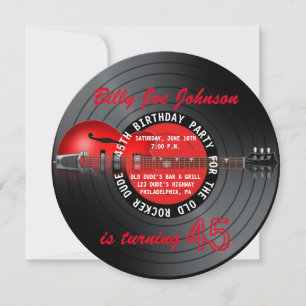 Convites Antigo Rocker Guitar Record 45ª Festa de anivers