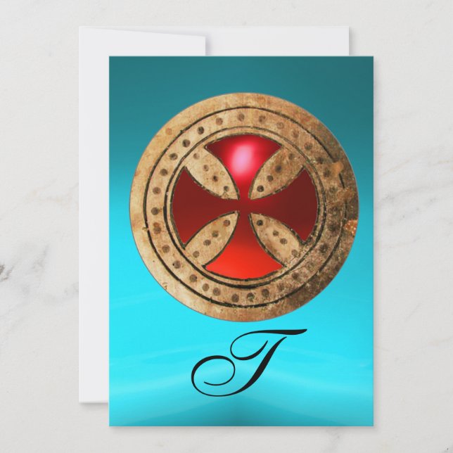 CONVITES ANTIGO RUBY VERMELHO CRUZADO AZUL NEGRO MONOGRAMA (Frente)