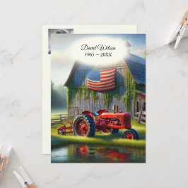 Convites Antigo Trator Vermelho com Bandeira Americana
