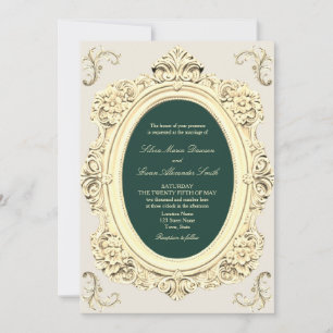 Convites Antigo Verde Esmeralda Dourado Casamento