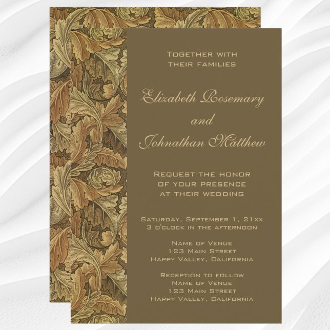 Convites Antiguamente Victoriano O Outono Deixa Casamento (Antique Victorian Warm Autumn Leaves Wedding Invitation)