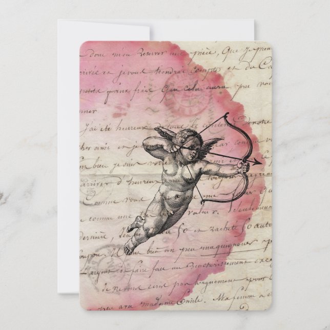 Convites Antiguidade - Letra Love Cupid Arrow Ephemera Coll (Frente)