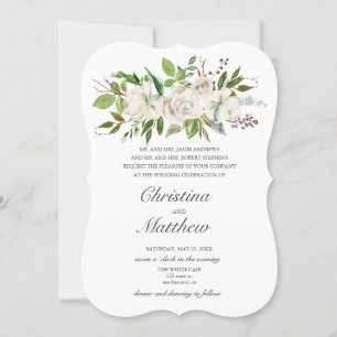 Convites Antiquado Jardim Branco Flores Legais Casamento Le