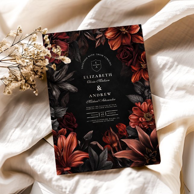 Convites Antique Art Nouveau Casamento Floral (Criador carregado)