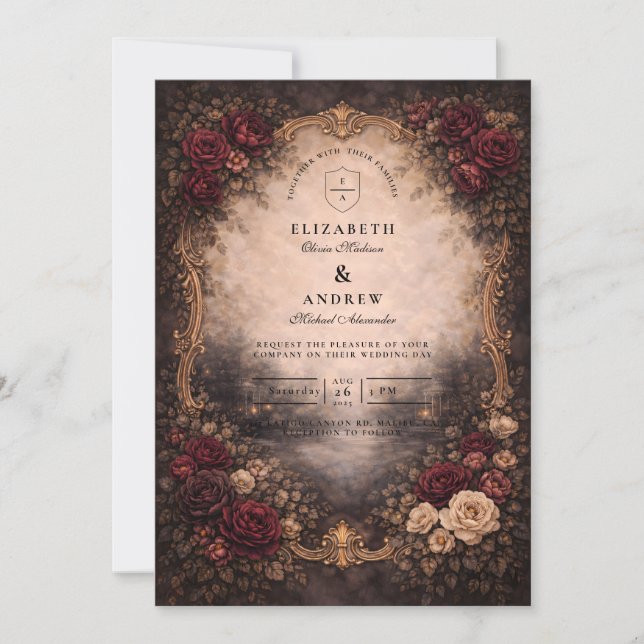 Convites Antique European Baroque Wedding (Frente)