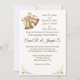 Convites Antique Gold Bells Wedding Invitation