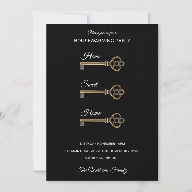 Convites Antique Skeleton Key Housewarming Invitation (Frente)