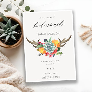 CONVITES ANTLER BOHEMIAN ALLURE BRIDESMAID, FLORTUANTE SUCC