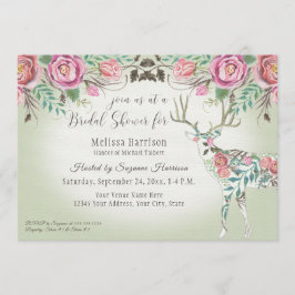 Convites Antler floral dos cervos do rosa selvagem elegante