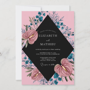 Convites Anturio Rosa Casamento Tropical Eucalipto