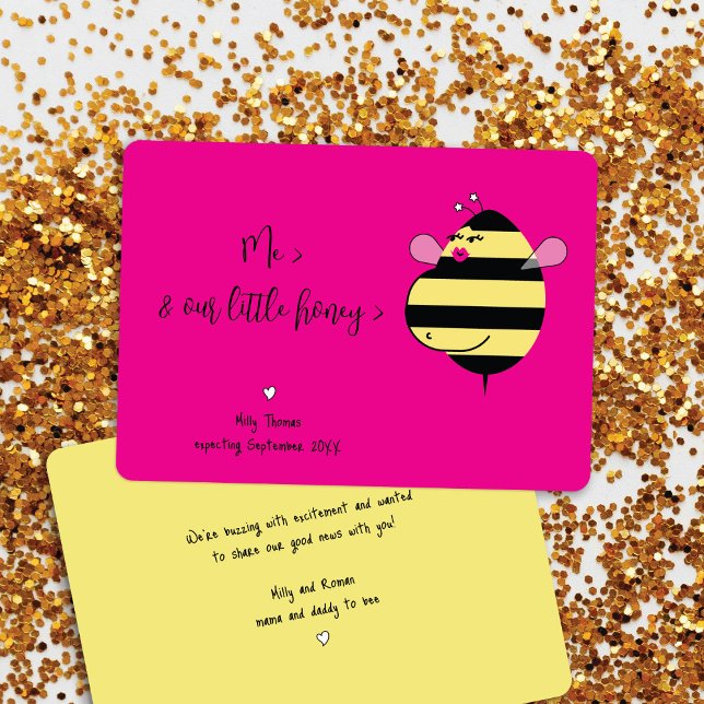 Convites Anunciamento de Gravidez Rosa Quente Esperando Mam (Criador carregado)