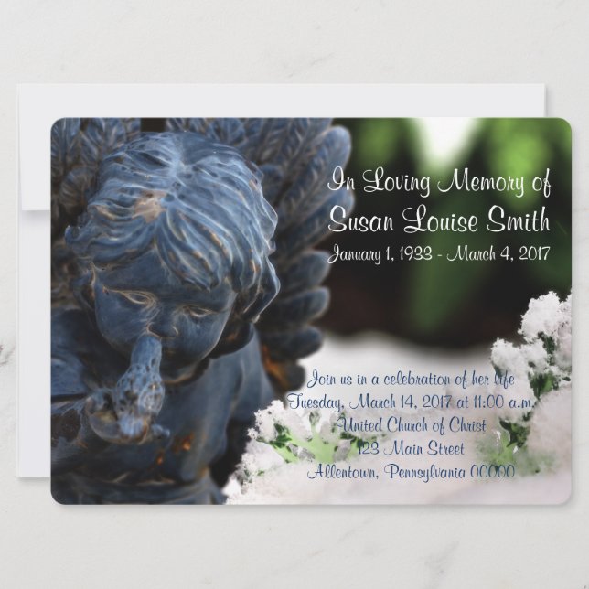 Convites Anunciamento do Serviço Memorial Angel Statue (Frente)