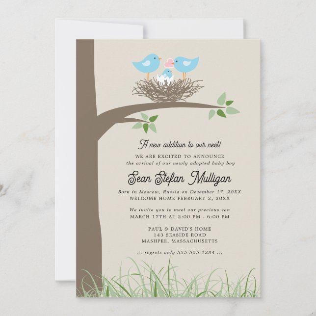 Convites Anunciante Adoção Ninho de Pássaro (Frente)