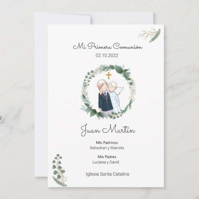 Convites Anuncio Comunión estampa estampita  (Frente)