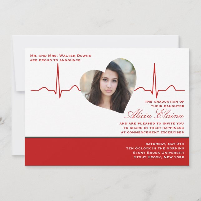 Convites Anúncio/Convite De Fotografia De Batimento Cardíac (Frente)