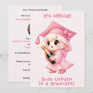 Convites 🎉🍾Anúncio de Celebração de Champanhe Chibi