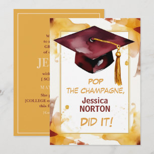 Convites 🎓Anúncio de Formatura Personalizado Golden Glow