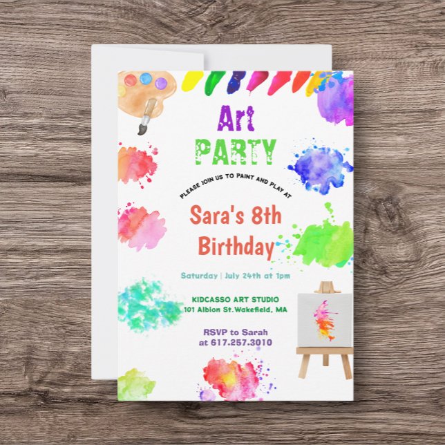 Convites ANY AGE Art Party Paint Party Birthday (Criador carregado)