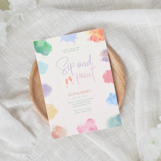 Convites Any age sip and paint birthday  (Criador carregado)