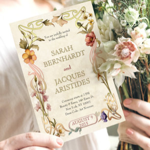 Convites ao casamento vintage Art Nouveau Deco