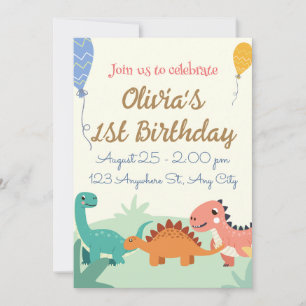 Convites ao primeiro aniversario do Dinossauro