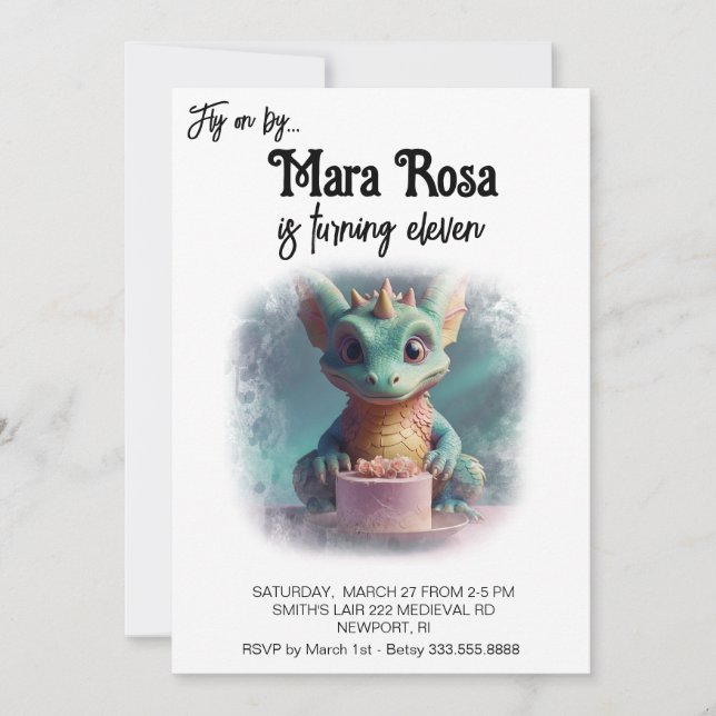 Convites *~* AP88 FOTO feliz Festa de aniversário do Dragão (Frente)