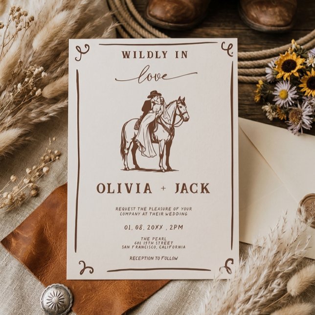 Convites Apaixonadamente Western Casamento Rústico de Caval (Criador carregado)