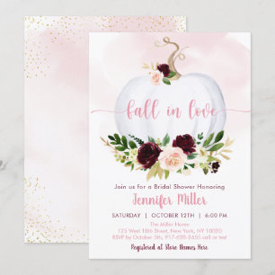 Convites Apaixonado Chá de panela De Pumpkin Pink Burgundy