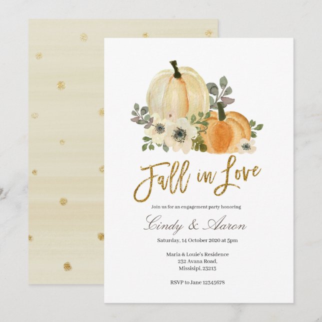 Convites Apaixonado por abóbora festa de noivado (Frente/Verso)