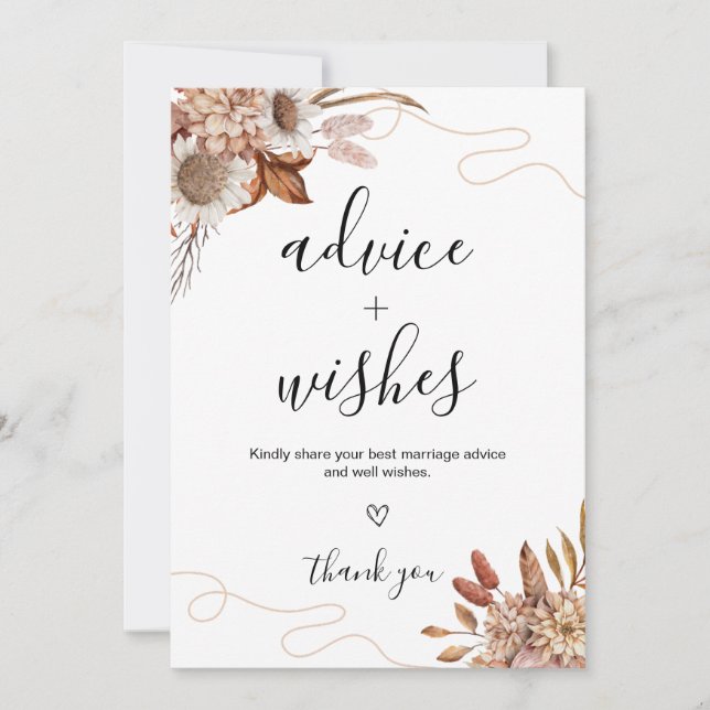 Convites Apaixonados | Boho Advice and Wish Wedcard (Frente)