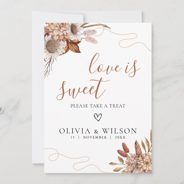 Convites Apaixonados | Boho Wedding Love is Sweet Sign (Frente)