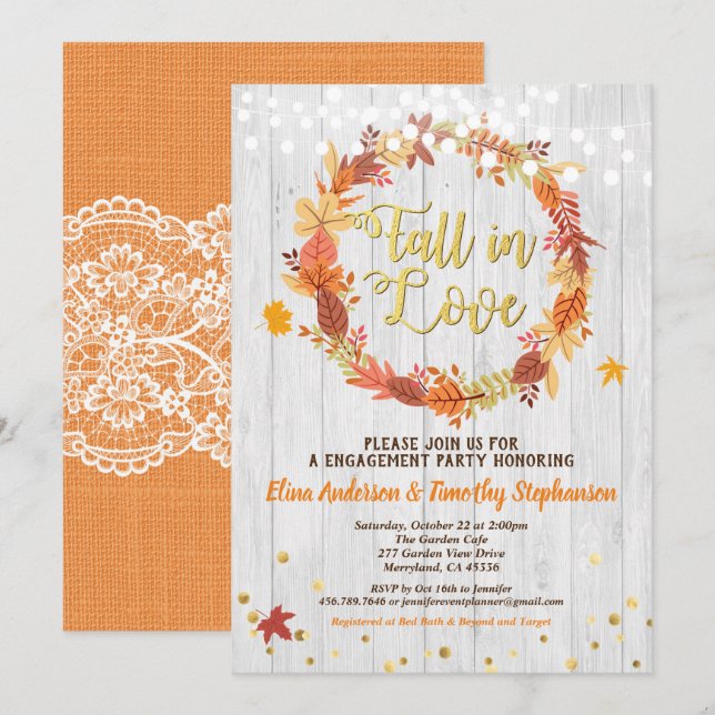 Convites Apaixonar a coroa da festa de noivado (Frente/Verso)