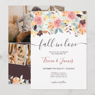 Convites Apaixonar as iniciais florais de fotos rústicas